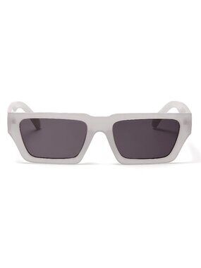 Unisex Thick Pearl Gray Rectangle Sunglasses, Frame Y2K Retro Style